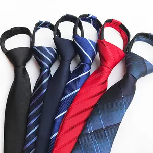 Ties Accessories Zip Neckties Polyester Jacquard Woven Zipper Ties For Students With School Company Logo