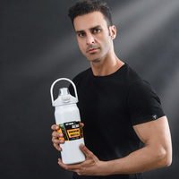 Bouteille d'eau en acier inoxydable de 2 litres, avec double bouchon pour boissons, gourde isotherme sportive en acier inoxydable de 1L, 1,2L, 1,5L