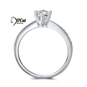 Female 925 Sterling Silver Ring 0.5 Carat Diamond Moissanite Engagement Ring With Certified For Women Girls
