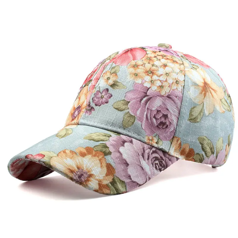 Cheap stylish Summer Flower Floral Print Gorras Snapback Caps Hat Sport Casual Baseball cap For Women