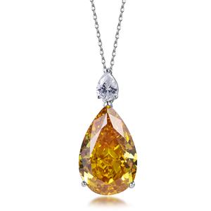 Collar Kirin 5A de Plata 925 con Oro Blanco y Diamantes CZ Corte Pera en Amarillo Canario, Estilo Moderno para Compromiso - Product Image 1