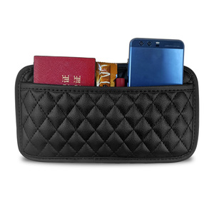 Pochette de rangement universelle pour siège de voiture en cuir, organiseur de téléphone avec design matelassé pour accessoires intérieurs de véhicule - Product Image 5