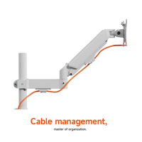 Support de moniteur unique avec bras à ressort à gaz, fixation de bureau avec colonne verticale réglable en hauteur, support de moniteur entièrement articulé Auki