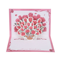 Carte de vœux pop-up avec bouquet de fleurs (rose, tulipe), carte postale, carte de vœux pour la Fête des Mères, la Saint-Valentin, la Fête des Enseignants, carte de bénédiction, vente en gros