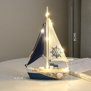 Nuovo Modello di Barca a <span class=keywords><strong>Vela</strong></span> LED HYG12 in Stile Mediterraneo, Ornamento in Legno per Regalo di Compleanno per Ragazzi - Product Image 4
