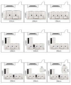 طقم أريكة فاخر متعدد الوظائف على شكل حرف U، أريكة زاوية قماشية مع مكبر صوت يو إس بي، أثاث غرفة معيشة بتصميم عصري، أريكة بـ 7 مقاعد - Product Image 6