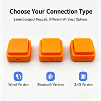 Keyboard Mini Mekanik Kustom Pabrik Tombol Tunggal Dapat Diprogram 2.4G Nirkabel untuk Pilihan Kabel Tombol Pintasan Makro Satu.