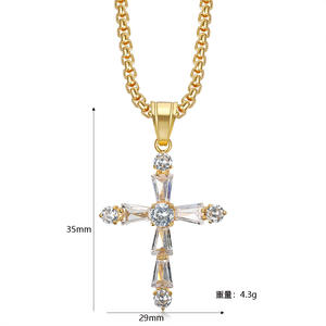 Hip Hop Iced Out CZ Irregular Christian Religious <b>Cross</b> Waterproof Stainless Steel Fashion Jewelry Pendant <b>Necklaces</b> Men Male - Product Image 6
