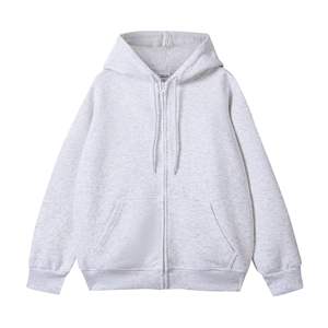 Sudadera con Capucha y Cremallera Unisex, Mezcla de Algodón y Poliéster para Hombre, Corte Holgado, Antipilling, Ropa Casual, Talla Grande, Gris - Product Image 1