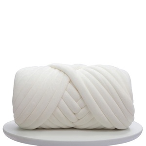 Hot Bán 3Cm Rộng Chunky Sợi Bện Tay Đan Chăn Thảm Ngắn Nhung Bông Ống Đầy Sợi - Product Image 4