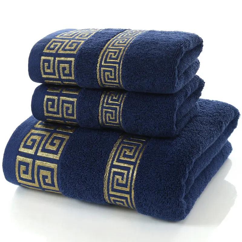 Juego de toallas superventas de lujo personalizado grueso esponjoso suave Terry 3 uds baño 100% juegos de toallas de algodón