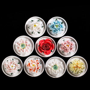 Juego de difusor de caña de cerámica del patrimonio cultural inmaterial, aromaterapia de flores de peonía pura para sala de estar, oficina, cera de soja - Product Image 4