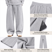Pantalon de survêtement en molleton de coton pour homme, coupe ample, style cargo, sans revers, avec poches latérales