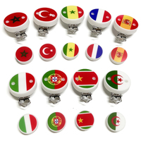 Vente en gros de clips de sucette personnalisés avec drapeau national, perles en silicone pour bébé imprimées, perles en silicone pour la dentition
