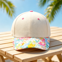 Gorra de Béisbol Personalizada con Logotipo, Diseño Floral, Cierre a Presión, para Mujer, Deportiva, de 6 Paneles, Estructurada, de Algodón