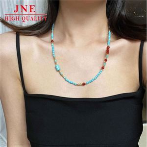 Chất Lượng Cao Quốc Gia Phong Cách Retro Tự Nhiên Màu Đỏ Ý Nghĩa Nhân Tạo Màu Ngọc Tương Phản Màu Nhỏ Chuỗi Dài - Product Image 4