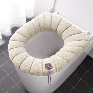 Housse de siège de toilette tricotée pour l'hiver, coussin de siège de toilette chaud et épais, accessoires de salle de bain, housses de toilette lavables - Product Image 4