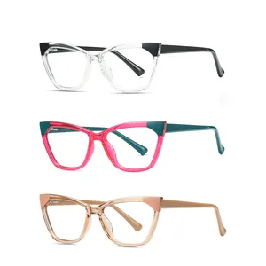 Eyeglasses TR90 Wholesale Factory Price Fashion Vintage Women Blue Light Blocking Optical Glasses Double Colors Cat Eye Gaming Eyeglasses