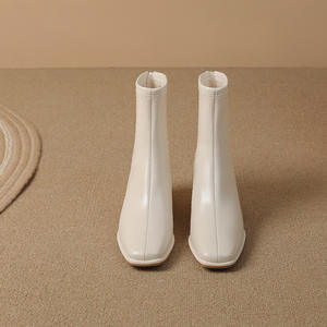 New Stretch Fashionable Versatile Ankle Snow for Women Chunky Heels Genuine Leather Upper Anti-slip Soles for Autumn/winter - Product Image 5