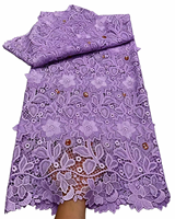 NI.AI Nouveau design Tissu en dentelle guipure avec broderie florale 3D et pierres, dentelle africaine pour robe de soirée et de mariée