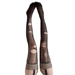 <span class=keywords><strong>Collant</strong></span> en soie et nylon imprimé léopard, <span class=keywords><strong>pour</strong></span> <span class=keywords><strong>femme</strong></span>, bretelles, vente en gros, collection, GR8095 - Product Image 2