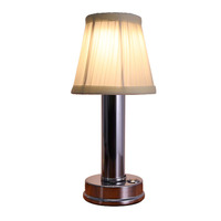 Lampe de table moderne à abat-jour en tissu, commande tactile LED, rechargeable sans fil, lampe de bureau en métal pour restaurant