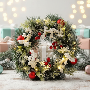 Christmas Decoration Cotton <strong>Wreath</strong> Vine Scene Arrangement <strong>Door</strong> Hanging Decorative Items New Glowing Window Display <strong>Hangers</strong> - Product Image 2