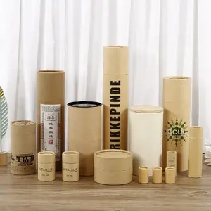 Kozmetik için özel logolu kağıt tüp ambalaj silindir Kraft kağıt tüp çay hediyeler kağıt kutular