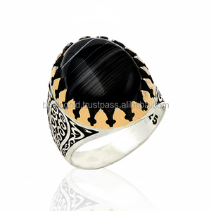 925K Sterling Silver Turkish Huge Onyx <b>Men</b> <b>Ring</b> - Product Image 2