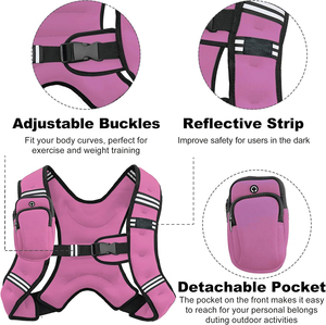Men and Women's Neoprene 6lb/8lb/12lb/16lb/20lb/25lb/30lb <strong>Weight</strong> Vest <strong>Plate</strong> Jogging Running with Reflective Stripe&amp; Phone Pocket - Product Image 5