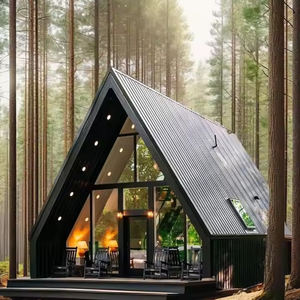 Modulare prefabbricata A doppio strato struttura in acciaio leggero A-Frame con soffitta triangolare Villa di lusso per <span class=keywords><strong>casa</strong></span> prefabbricata - Product Image 4