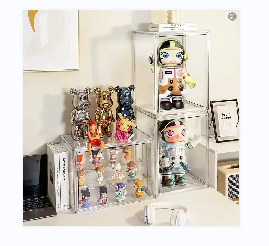 Fabricante de lujo Mini juguetes acrílico organizador Pop figuras modelos coleccionables escaparate caja de almacenamiento transparente vitrina