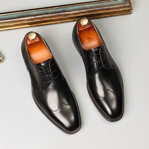 Chaussures Derby haut de gamme pour hommes en cuir véritable, à bout carré, rehaussantes, à lacets, idéales pour les soirées. - Product Image 3