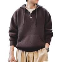 Pull à capuche court zippé et demi-fermeture éclair pour hommes Sweat à capuche en tricot surdimensionné et pull avec capuches pour hommes