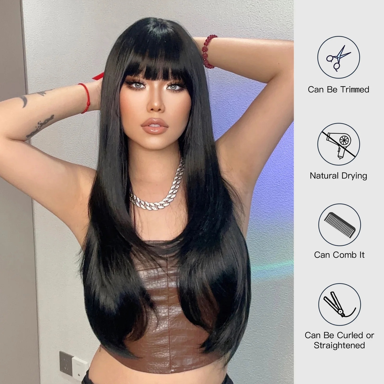 Long Straight Layered Wigs - Natural Look & Heat Resistant