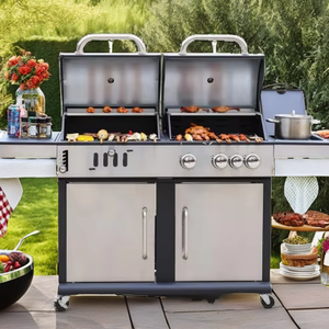 Acier inoxydable robuste 430 Style moderne Poêle à charbon de qualité alimentaire Plateau en carbone de levage réglable Armoires de cuisine extérieures - Product Image 2