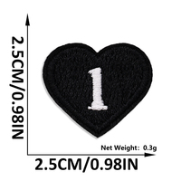 Patch brodé en tissu thermocollant ou auto-adhésif, motif alphabet cœur noir, 26 lettres et 10 chiffres, pour vêtements, vente en gros