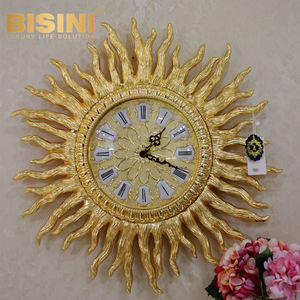 Reloj de Pared Decorativo de Estilo Europeo, Diseño de Palacio Real, Chapado en Oro de 24K, Forma de <span class=keywords><strong>Sol</strong></span> - Product Image 5
