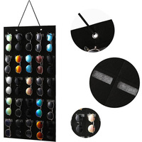 Rectangle Sunglasses Storage Bag Eyewear Display Case Felt Hanging Organizer Multi-Compartment Divider Wall-Mounted Pouch