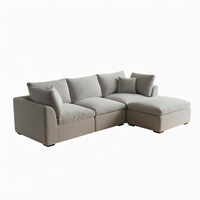 Canapé modulaire en velours terracotta en forme de L avec chaise longue, revêtement en tissu, pour salon