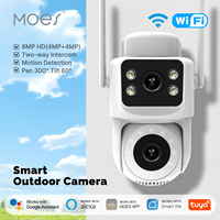 Moes Tuya Smart WiFi Caméra de sécurité extérieure 8MP Double écran 2.4G/5G IP65 Étanche Détection de mouvement Suivi automatique Audio bidirectionnel