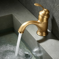 Robinet de lavabo moderne minimaliste en laiton style antique, eau chaude et froide, avec cartouche céramique, pour salle de bain, maison, hôtel