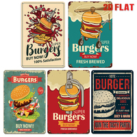 Juego de Letreros Metálicos Divertidos con Diseño de Hamburguesa, Decoración Retro para Pared de Restaurante o Cafetería