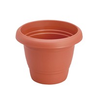 Pot bunga tanaman plastik penanam bulat merah muda taman kustom