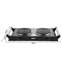 Cuisinière électrique RAF 1000W Plus 1000W à double brûleur avec une distribution uniforme de la chaleur et une utilisation simple pour la cuisine à domicile
