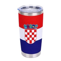 Gobelet isotherme personnalisé avec logo et drapeau national, 20 oz, en acier inoxydable, tasse à café sous vide pour les fans de football à domicile