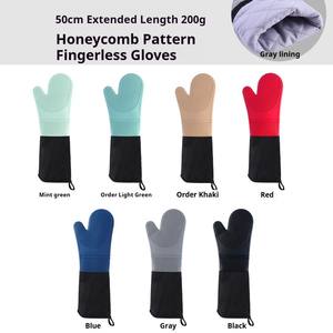 Gants de cuisson en silicone imperméables et antidérapants avec doublure en coton matelassé épais pour la cuisson à haute température au four à micro-ondes - Product Image 4