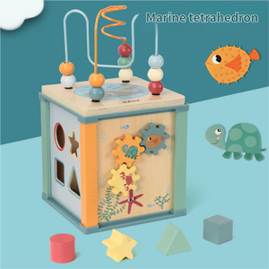Boîte de rangement en bois pour jouets, cube d'activités en bois, <span class=keywords><strong>jouet</strong></span> éducatif de haute qualité pour les tout-petits, jouets de puzzle pour l'éducation précoce des enfants - Product Image 2