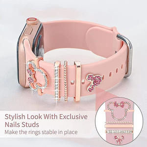 Dijes Decorativos de Anillo en Metal para Correa de <span class=keywords><strong>Apple</strong></span> <span class=keywords><strong>Watch</strong></span>, Accesorios de Lujo para <span class=keywords><strong>Mujer</strong></span> - Product Image 4