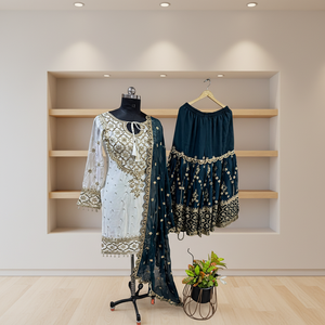 ชุดปาร์ตี้งานแต่งงานดีไซน์ใหม่สไตล์ซาลวาร์ Kameez พร้อมด้วยงานปักผ้าจอร์เจีย - Product Image 1